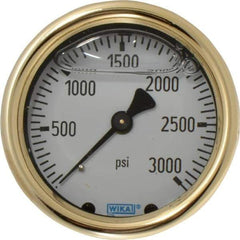 Wika - 2-1/2" Dial, 1/4 Thread, 0-3,000 Scale Range, Pressure Gauge - Back Connection Mount, Accurate to 1.5% of Scale - Exact Tool & Supply