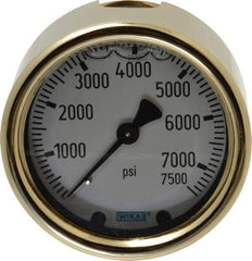 Wika - 2-1/2" Dial, 1/4 Thread, 0-7,500 Scale Range, Pressure Gauge - Back Connection Mount, Accurate to 1.5% of Scale - Exact Tool & Supply