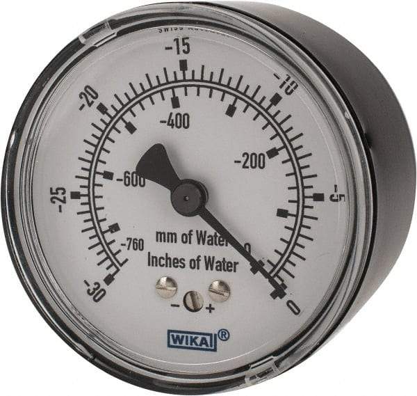 Wika - 2-1/2" Dial, 1/4 Thread, 0-30/0-760 Scale Range, Pressure Gauge - Center Back Connection Mount, Accurate to 1.5% of Scale - Exact Tool & Supply