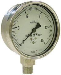 Wika - 4" Dial, 1/4 Thread, 0-30/0-760 Scale Range, Pressure Gauge - Lower Connection Mount, Accurate to 1.5% of Scale - Exact Tool & Supply