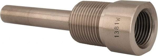 Alloy Engineering - 4 Inch Overall Length, 3/4 Inch Thread, 304 Stainless Steel Standard Thermowell - 2-1/2 Inch Insertion Length - Exact Tool & Supply