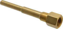 Alloy Engineering - 6 Inch Overall Length, 1/2 Inch Thread, Brass Standard Thermowell - 4-1/2 Inch Insertion Length - Exact Tool & Supply