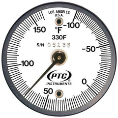PTC Instruments - -100 to 160°F, 2 Inch Dial Diameter, Dual Magnet Mount Thermometer - 2° Division Graduation - Exact Tool & Supply