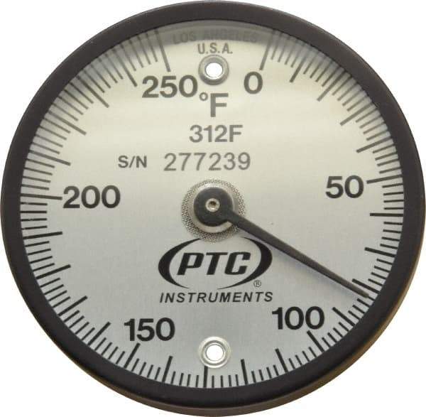 PTC Instruments - 250°F, 2 Inch Dial Diameter, Dual Magnet Mount Thermometer - 2° Division Graduation - Exact Tool & Supply