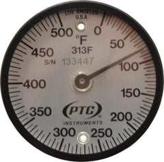 PTC Instruments - 500°F, 2 Inch Dial Diameter, Dual Magnet Mount Thermometer - 5° Division Graduation - Exact Tool & Supply
