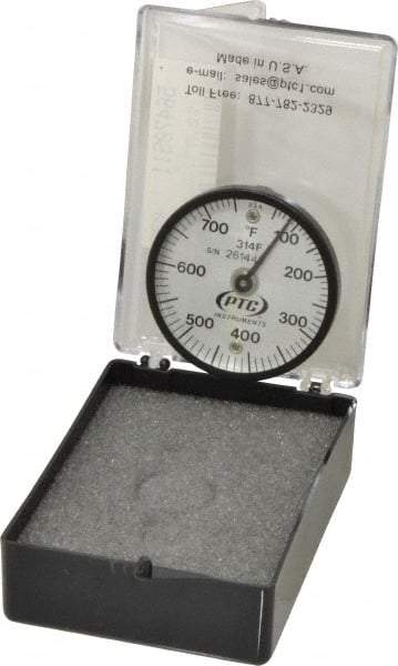 PTC Instruments - 50 to 750°F, 2 Inch Dial Diameter, Dual Magnet Mount Thermometer - 10° Division Graduation - Exact Tool & Supply