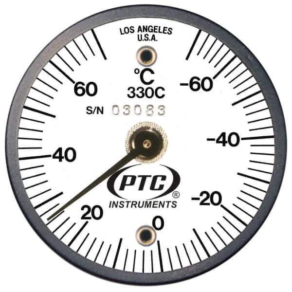 PTC Instruments - -70 to 70°C, 2 Inch Dial Diameter, Dual Magnet Mount Thermometer - 2° Division Graduation - Exact Tool & Supply