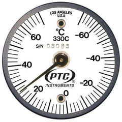 PTC Instruments - -70 to 70°C, 2 Inch Dial Diameter, Dual Magnet Mount Thermometer - 2° Division Graduation - Exact Tool & Supply