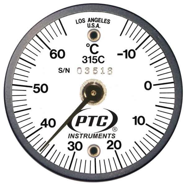 PTC Instruments - -15 to 65°C, 2 Inch Dial Diameter, Dual Magnet Mount Thermometer - 1° Division Graduation - Exact Tool & Supply