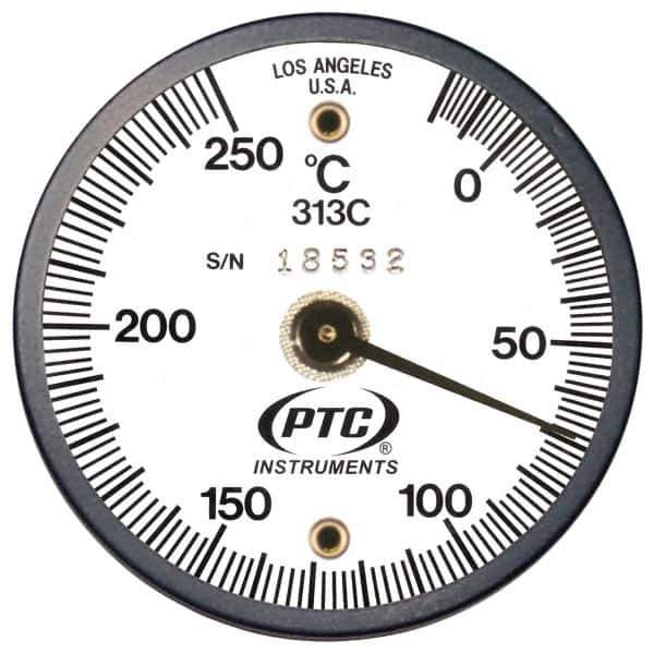 PTC Instruments - -20 to 200°C, 2 Inch Dial Diameter, Dual Magnet Mount Thermometer - 2° Division Graduation - Exact Tool & Supply