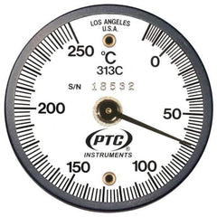 PTC Instruments - -20 to 200°C, 2 Inch Dial Diameter, Dual Magnet Mount Thermometer - 2° Division Graduation - Exact Tool & Supply