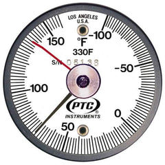PTC Instruments - -100 to 160°F, 2 Inch Dial Diameter, Dual Magnet Mount Thermometer - 2° Division Graduation - Exact Tool & Supply