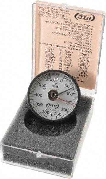 PTC Instruments - 500°F, 2 Inch Dial Diameter, Dual Magnet Mount Thermometer - 5° Division Graduation - Exact Tool & Supply