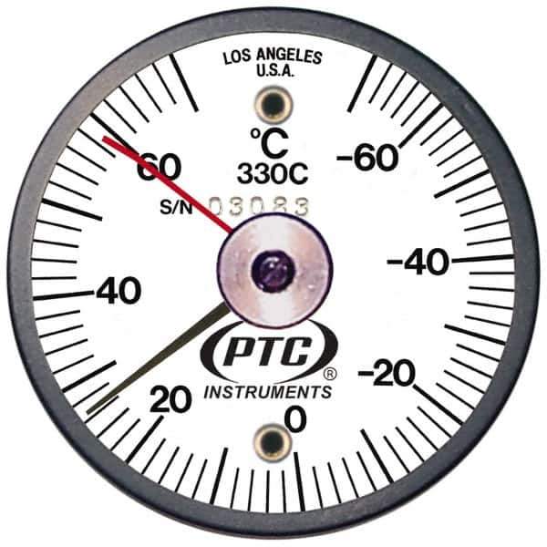 PTC Instruments - -70 to 70°C, 2 Inch Dial Diameter, Dual Magnet Mount Thermometer - 2° Division Graduation - Exact Tool & Supply