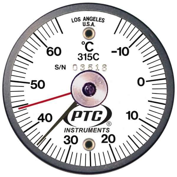 PTC Instruments - -15 to 65°C, 2 Inch Dial Diameter, Dual Magnet Mount Thermometer - 1° Division Graduation - Exact Tool & Supply