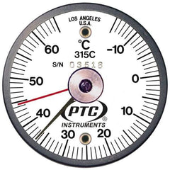 PTC Instruments - -15 to 65°C, 2 Inch Dial Diameter, Dual Magnet Mount Thermometer - 1° Division Graduation - Exact Tool & Supply