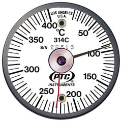 PTC Instruments - 10 to 400°C, 2 Inch Dial Diameter, Dual Magnet Mount Thermometer - 5° Division Graduation - Exact Tool & Supply