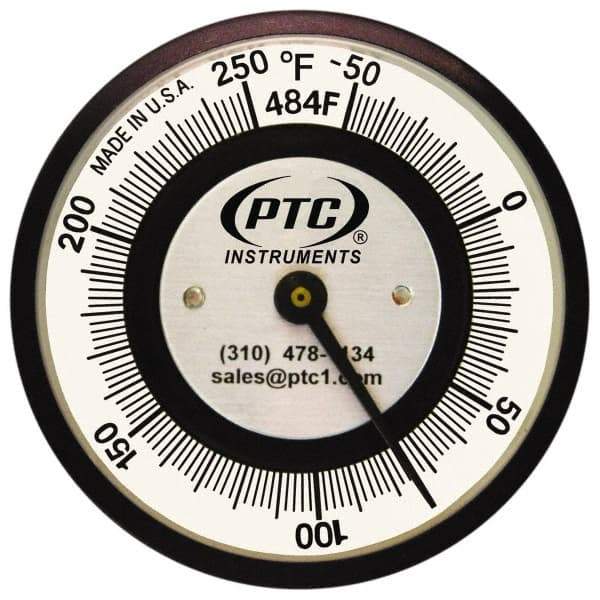 PTC Instruments - -50 to 250°F, 2 Inch Dial Diameter, Pipe Surface Clip On Thermometer - 2° Division Graduation - Exact Tool & Supply