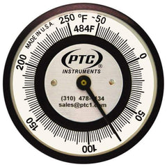 PTC Instruments - -50 to 250°F, 2 Inch Dial Diameter, Pipe Surface Clip On Thermometer - 2° Division Graduation - Exact Tool & Supply