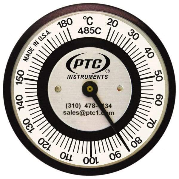 PTC Instruments - 20 to 185°C, 2 Inch Dial Diameter, Pipe Surface Clip On Thermometer - 1° Division Graduation - Exact Tool & Supply
