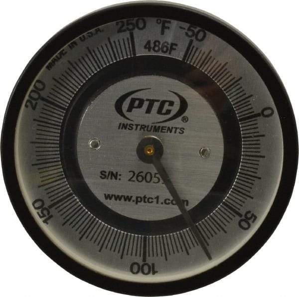 PTC Instruments - -50 to 250°F, 2 Inch Dial Diameter, Pipe Surface Spring Held Thermometer - 2° Division Graduation - Exact Tool & Supply