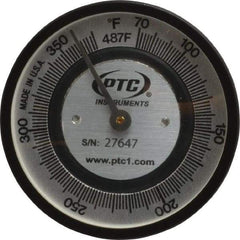 PTC Instruments - 70 to 370°F, 2 Inch Dial Diameter, Pipe Surface Spring Held Thermometer - 2° Division Graduation - Exact Tool & Supply