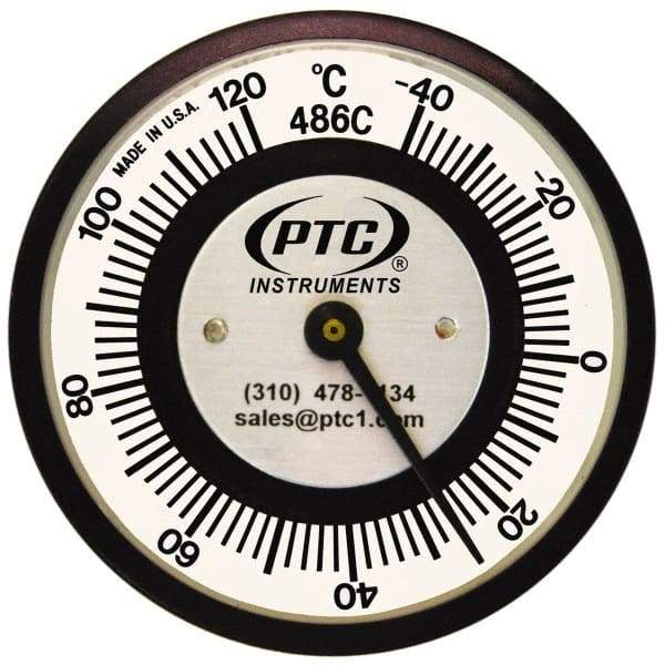 PTC Instruments - -40 to 120°C, 2 Inch Dial Diameter, Pipe Surface Spring Held Thermometer - 2° Division Graduation - Exact Tool & Supply