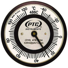PTC Instruments - -40 to 120°C, 2 Inch Dial Diameter, Pipe Surface Spring Held Thermometer - 2° Division Graduation - Exact Tool & Supply