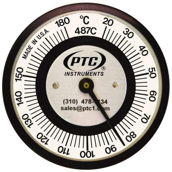 PTC Instruments - 20 to 180°C, 2 Inch Dial Diameter, Pipe Surface Spring Held Thermometer - 2° Division Graduation - Exact Tool & Supply