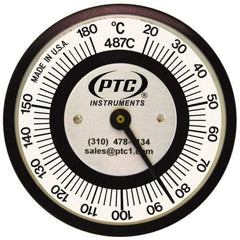 PTC Instruments - 20 to 180°C, 2 Inch Dial Diameter, Pipe Surface Spring Held Thermometer - 2° Division Graduation - Exact Tool & Supply