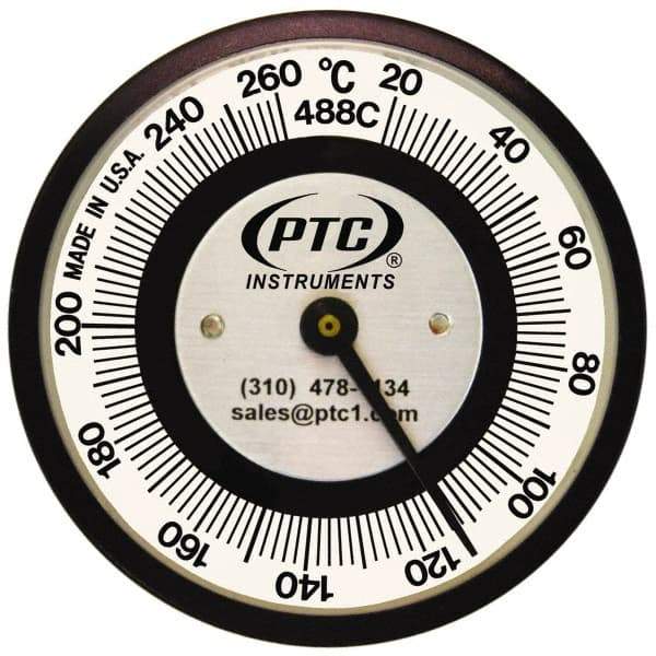 PTC Instruments - 20 to 260°C, 2 Inch Dial Diameter, Pipe Surface Spring Held Thermometer - 5° Division Graduation - Exact Tool & Supply
