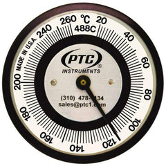 PTC Instruments - 20 to 260°C, 2 Inch Dial Diameter, Pipe Surface Spring Held Thermometer - 5° Division Graduation - Exact Tool & Supply