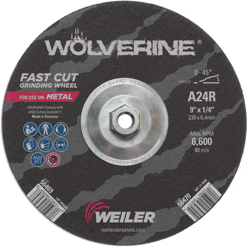 Vortec Pro 9″ × 1/4″ Type 27 Grinding Wheel, A24R, 5/8″-11 UNC Nut - Exact Tool & Supply