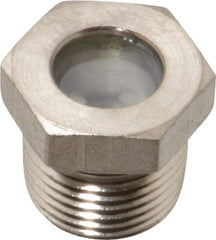 LDI Industries - 7/16" Sight Diam, 3/8" Thread, 0.72" OAL, High Pressure Fused Pipe Thread with Reflector Sight Glass & Flow Sight - 3/4" Head, 1,850 Max psi, 3/8-18 Thread - Exact Tool & Supply
