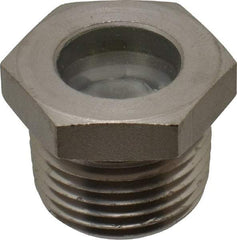 LDI Industries - 9/16" Sight Diam, 1/2" Thread, 0.78" OAL, High Pressure Fused Pipe Thread with Reflector Sight Glass & Flow Sight - 15/16" Head, 1,750 Max psi, 1/2-14 Thread - Exact Tool & Supply