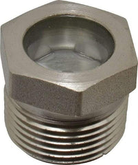 LDI Industries - 3/4" Sight Diam, 3/4" Thread, 0.94" OAL, High Pressure Fused Pipe Thread with Reflector Sight Glass & Flow Sight - 1-1/16" Head, 1,500 Max psi, 3/4-14 Thread - Exact Tool & Supply