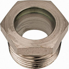 LDI Industries - 15/16" Sight Diam, 1" Thread, 1.06" OAL, High Pressure Fused Pipe Thread, Open View Sight Glass & Flow Sight - 1-3/8" Head, 1,250 Max psi, 1 to 11-1/2 Thread - Exact Tool & Supply