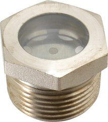 LDI Industries - 15/16" Sight Diam, 1" Thread, 1.06" OAL, High Pressure Fused Pipe Thread with Reflector Sight Glass & Flow Sight - 1-3/8" Head, 1,250 Max psi, 1 to 11-1/2 Thread - Exact Tool & Supply