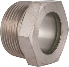 LDI Industries - 1-3/16" Sight Diam, 1-1/4" Thread, 1.22" OAL, High Pressure Fused Pipe Thread, Open View Sight Glass & Flow Sight - 1-3/4" Head, 1,000 Max psi, 1-1/4 to 11-1/2 Thread - Exact Tool & Supply