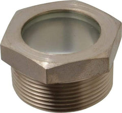 LDI Industries - 1-7/16" Sight Diam, 1-1/2" Thread, 1.22" OAL, High Pressure Fused Pipe Thread, Open View Sight Glass & Flow Sight - 2" Head, 750 Max psi, 1-1/2 to 11-1/2 Thread - Exact Tool & Supply
