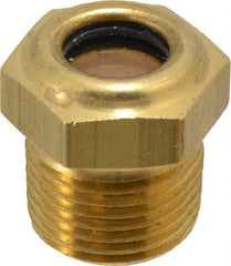LDI Industries - 7/16" Sight Diam, 3/8" Thread, 0.88" OAL, Low Pressure Pipe Thread Lube Sight, Open View Sight Glass & Flow Sight - 3/4" Head, 30 Max psi, 3/8-18 Thread - Exact Tool & Supply