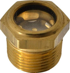 LDI Industries - 3/4" Sight Diam, 3/4" Thread, 1" OAL, Low Pressure Pipe Thread Lube Sight with Reflector Sight Glass & Flow Sight - 1-1/8" Head, 10 Max psi, 3/4-14 Thread - Exact Tool & Supply
