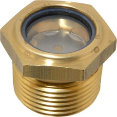 LDI Industries - 31/32" Sight Diam, 1" Thread, 1.19" OAL, Low Pressure Pipe Thread Lube Sight with Reflector Sight Glass & Flow Sight - 1-7/16" Head, 7 Max psi, 1 to 11-1/2 Thread - Exact Tool & Supply