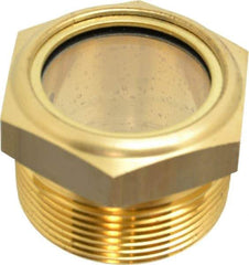 LDI Industries - 1-3/8" Sight Diam, 1-1/2" Thread, 1-1/2" OAL, Low Pressure Pipe Thread Lube Sight, Open View Sight Glass & Flow Sight - 2" Head, 2 Max psi, 1-1/2 to 11-1/2 Thread - Exact Tool & Supply