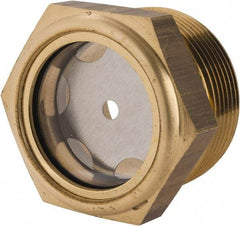 LDI Industries - 1-3/8" Sight Diam, 1-1/2" Thread, 1-1/2" OAL, Low Pressure Pipe Thread Lube Sight with Reflector Sight Glass & Flow Sight - 2" Head, 2 Max psi, 1-1/2 to 11-1/2 Thread - Exact Tool & Supply