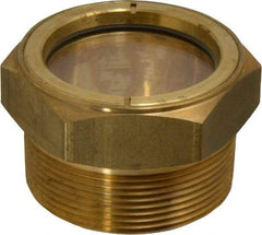 LDI Industries - 1-7/8" Sight Diam, 2" Thread, 1.69" OAL, Low Pressure Pipe Thread Lube Sight, Open View Sight Glass & Flow Sight - 2-1/2" Head, 2 Max psi, 2 to 11-1/2 Thread - Exact Tool & Supply