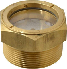 LDI Industries - 1-7/8" Sight Diam, 2" Thread, 1.69" OAL, Low Pressure Pipe Thread Lube Sight with Reflector Sight Glass & Flow Sight - 2-1/2" Head, 2 Max psi, 2 to 11-1/2 Thread - Exact Tool & Supply