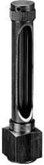 LDI Industries - 7-1/2 Inch Long Sight, 3/8 Inch Thread Size, Buna-N Seal Elbow to Female Thread, Vented Oil-Level Indicators and Gauge - 9 Inch Length to Center of Base - Exact Tool & Supply