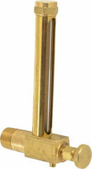 LDI Industries - 4-1/4 Inch Long Sight, 1/2 Inch Thread Size, Buna-N Seal Short Elbow With Drain, Vented Oil-Level Indicators and Gauge - 5-7/16 Inch Length to Center of Base - Exact Tool & Supply