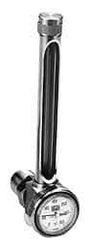 LDI Industries - 7-1/4 Inch Long Sight, 3/4 Inch Thread Size, Buna-N Seal Elbow With 1-3/8 Inch Dial Thermometer, Vented Oil-Level Indicators and Gauge - 8-3/4 Inch Length to Center of Base - Exact Tool & Supply